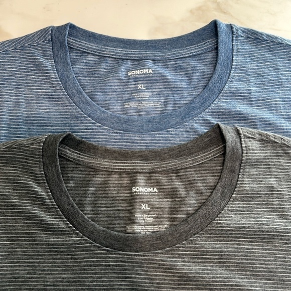 SONOMA 2 BUNDLE TEES MEN SIZE XL GRAY BLUE LINES NEW - Picture 1 of 11